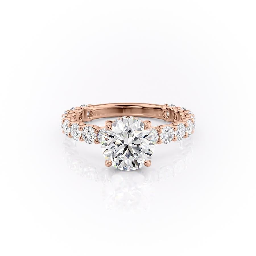 Round Cut Lab Diamond Stone Set Shoulders With Hidden Halo