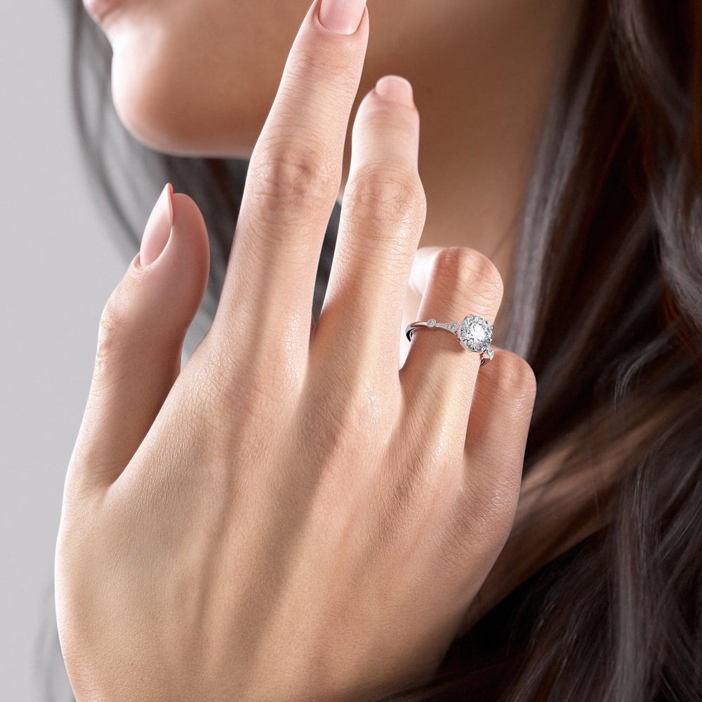 Round Cut Lab Diamond Vintage Design