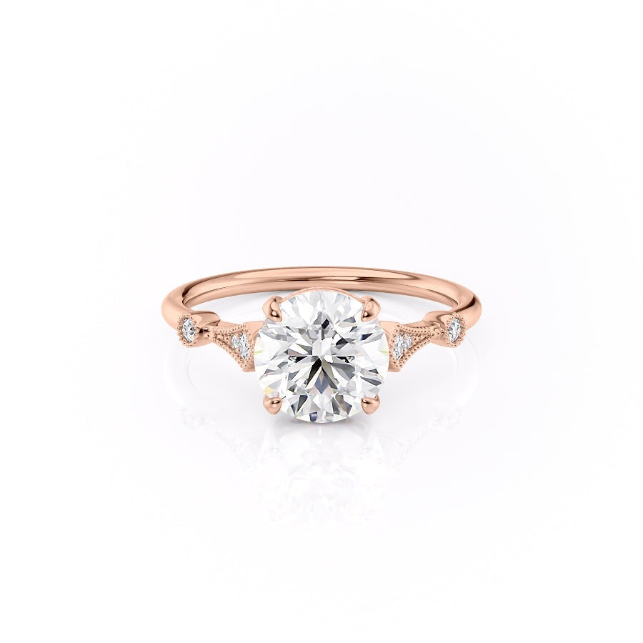 Round Cut Lab Diamond Vintage Design