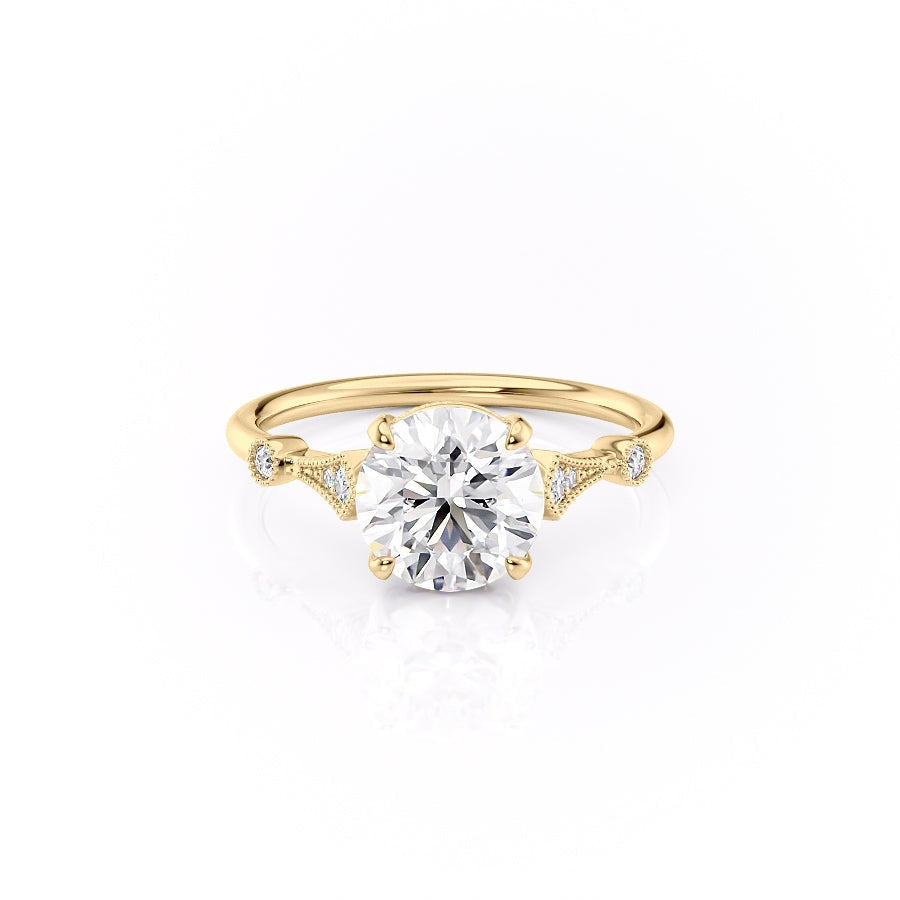 Round Cut Lab Diamond Vintage Design