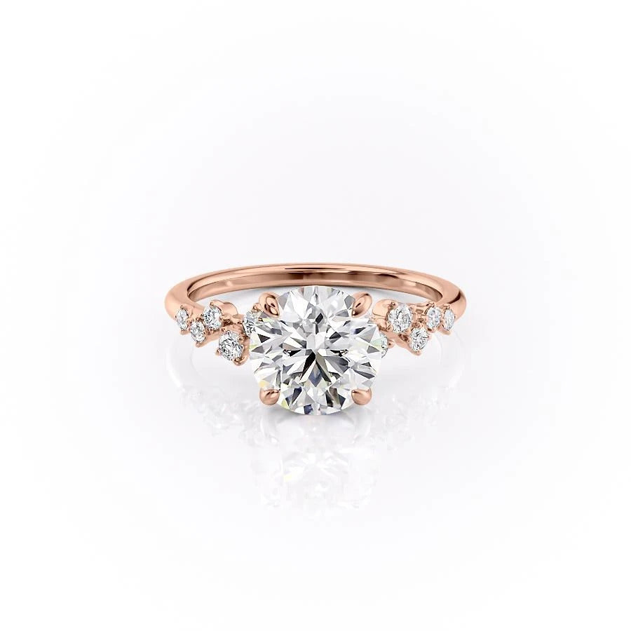 Round Cut Lab Diamond With Hidden Halo And Side Stones