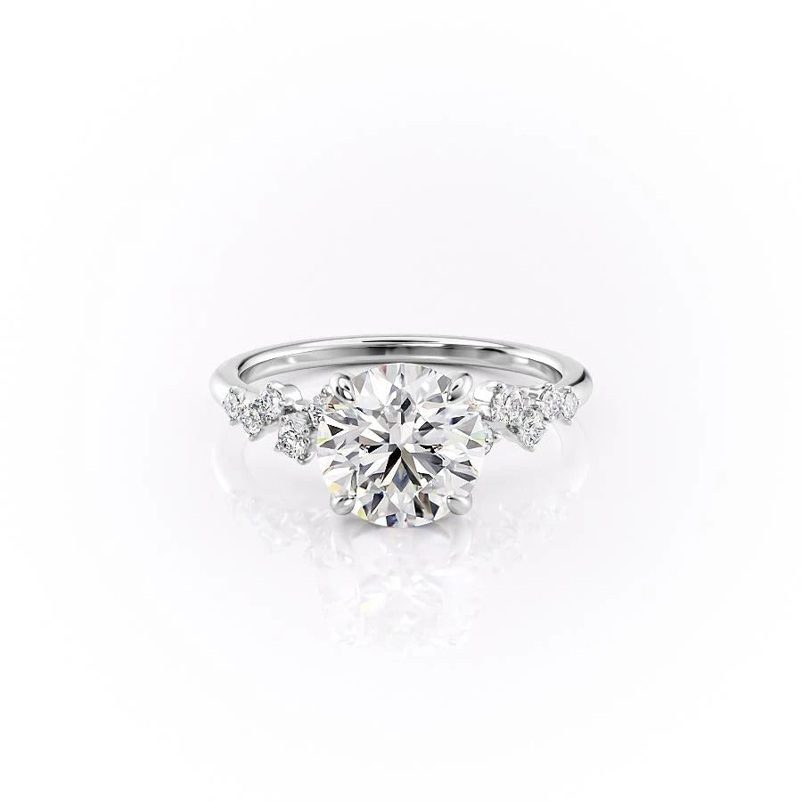 Round Cut Lab Diamond With Hidden Halo And Side Stones