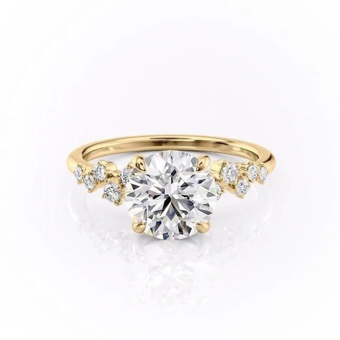 Round Cut Lab Diamond With Hidden Halo And Side Stones