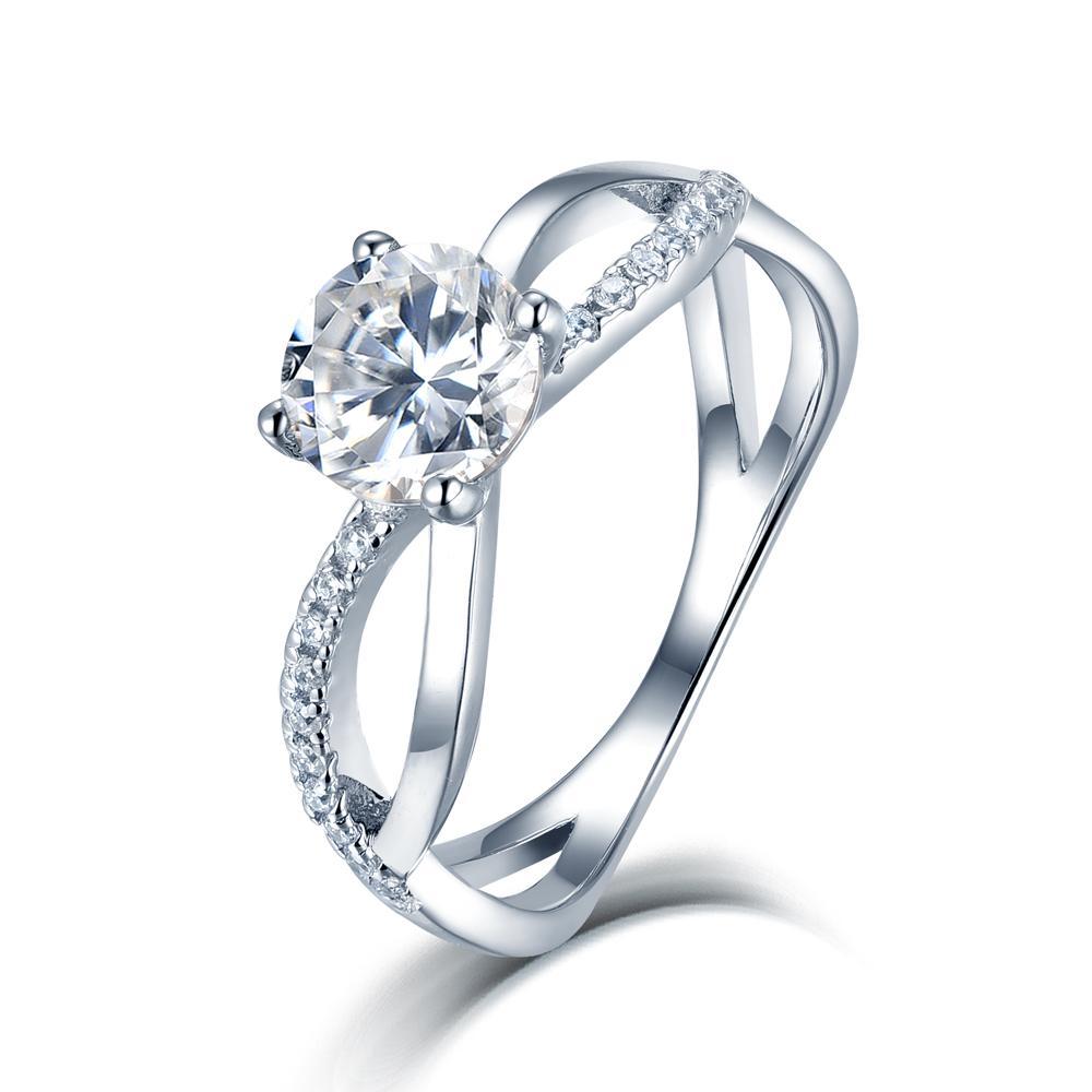 Twist Design With Split Shank, 1.00ct Round Cut