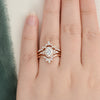 3pcs Vintage Style Bridal Ring Set, Oval Cut Center Stone