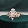 3pcs Vintage Style Bridal Ring Set, Oval Cut Center Stone