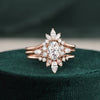 3pcs Vintage Style Bridal Ring Set, Oval Cut Center Stone