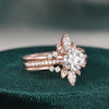 3pcs Vintage Style Bridal Ring Set, Round Cut Center Stone