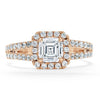 Asscher Cut Lab Diamond Engagement Ring, Classic Halo with Split Shank