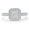 Asscher Cut Lab Diamond Engagement Ring, Classic Halo