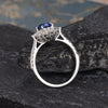 Blue Sapphire & Lab Diamond, Vintage Inspired Design
