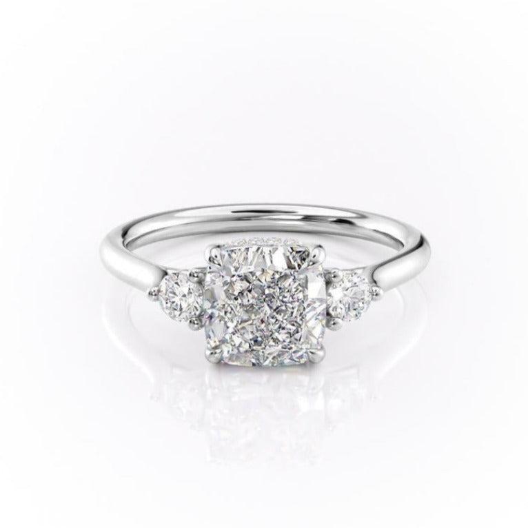 Cushion Cut Lab Diamond 3 Stone Ring