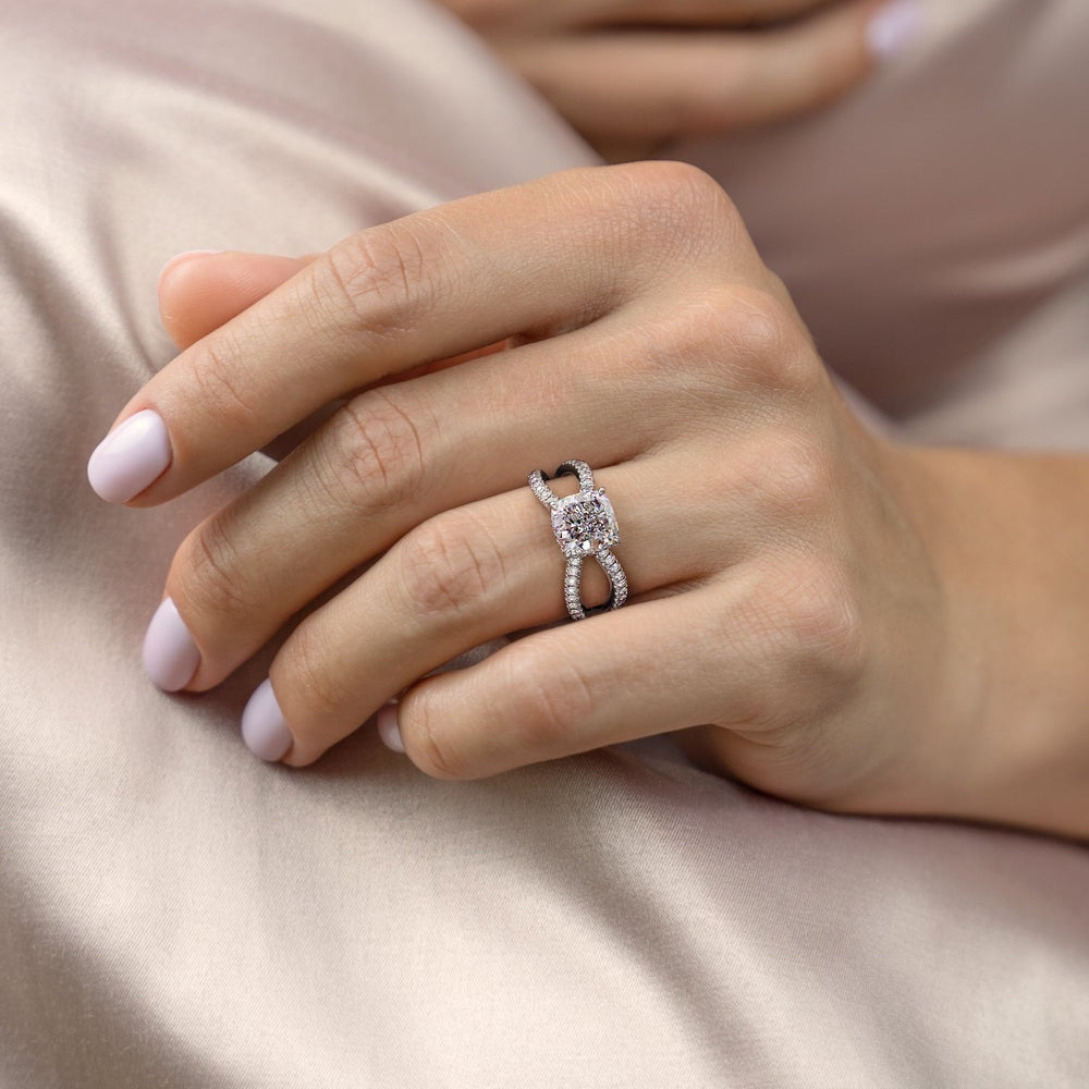Cushion Cut Lab Diamond Criss-Cross Design