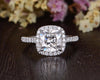 Cushion Cut Lab Diamond Engagement Ring, Classic Halo Design