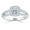 Cushion Cut Lab Diamond Engagement Ring, Classic Halo with Split Shank