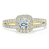 Cushion Cut Lab Diamond Engagement Ring, Classic Halo with Split Shank