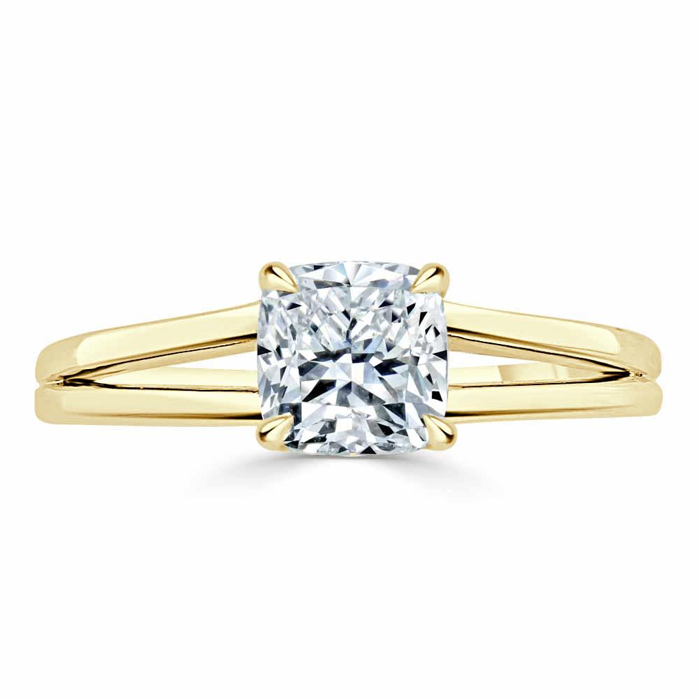 Cushion Cut Lab Diamond Engagement Ring, Classic Style with Split Shank