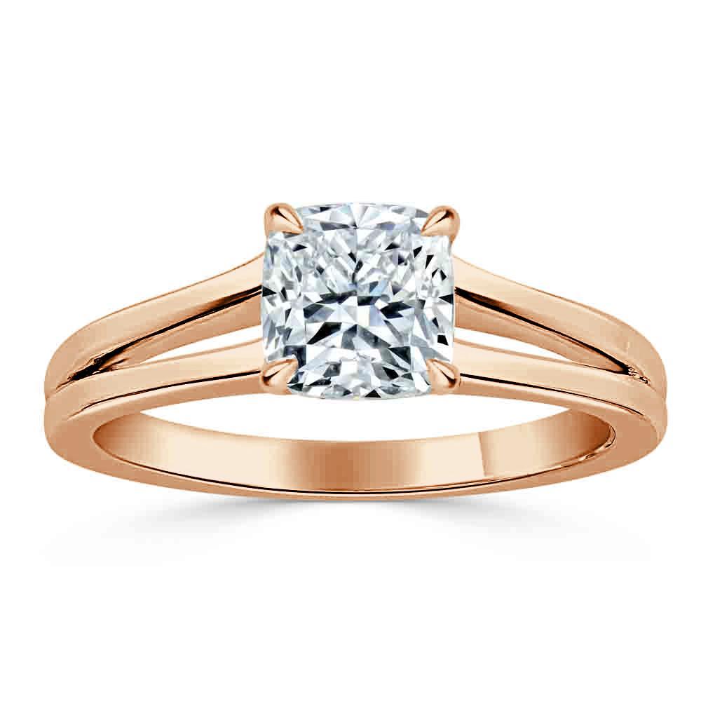 Cushion Cut Lab Diamond Engagement Ring, Classic Style with Split Shank