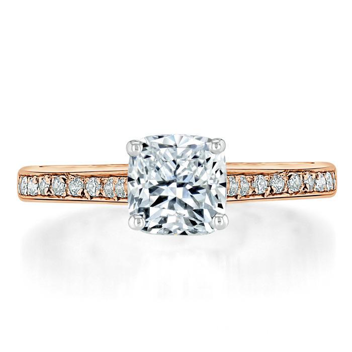 Cushion Cut Lab Diamond Engagement Ring, Classic Style