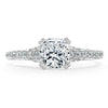 Cushion Cut Lab Diamond Engagement Ring, Tiffany Style