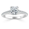 Cushion Cut Lab Diamond Engagement Ring, Tiffany Style