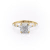 Cushion Cut Lab Diamond Engagement Ring With Hidden Halo