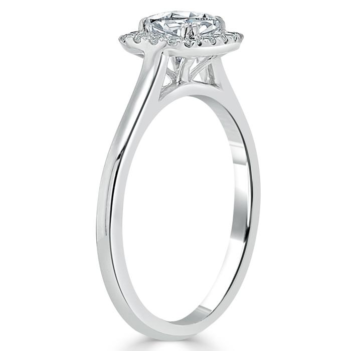 Cushion Cut Lab Diamond Halo Engagement Ring