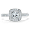 Cushion Cut Lab Diamond Halo Engagement Ring, Tiffany Style