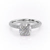 Cushion Cut Lab Diamond Pavé Set Shoulders With Hidden Halo