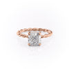 Cushion Cut Lab Diamond Ring, Twisted Band With Hidden Halo