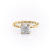 Cushion Cut Lab Diamond Ring, Twisted Band With Hidden Halo