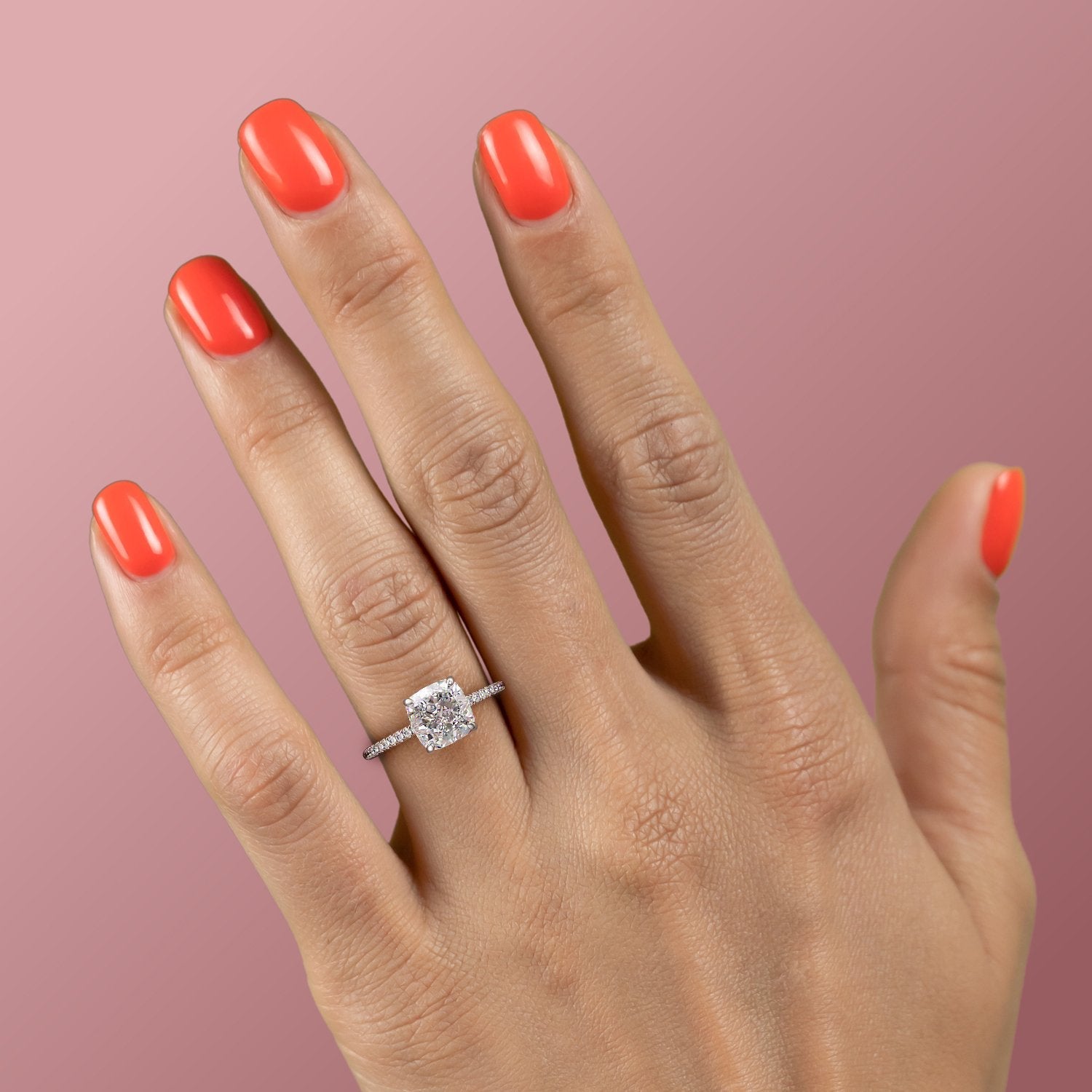 Cushion Cut Lab Diamond Ring With Hidden Halo