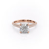 Cushion Cut Lab Diamond Ring With Pave Set Shoulders