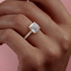 Cushion Cut Lab Diamond Ring With Pave Set Shoulders