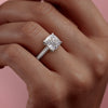 Cushion Cut Lab Diamond Ring With Pave Set Shoulders