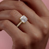 Cushion Cut Lab Diamond Ring With Pave Set Shoulders