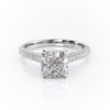 Cushion Cut Lab Diamond Ring With Pave Set Shoulders