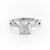 Cushion Cut Lab Diamond Ring With Twisted Stone Set Shoulders