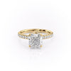 Cushion Cut Lab Diamond Shoulder Set Ring With Block Halo