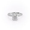Cushion Cut Lab Diamond Shoulder Set Ring With Block Halo