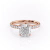 Cushion Cut Lab Diamond Shoulder Set Ring With Block Halo