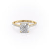 Cushion Cut Lab Diamond Shoulder Set Ring With Hidden Halo