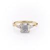 Cushion Cut Lab Diamond Shoulder Set Ring With Hidden Halo