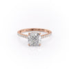 Cushion Cut Lab Diamond Shoulder Set Ring With Hidden Halo