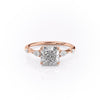 Cushion Cut Lab Diamond Shoulder Set Ring With Hidden Halo