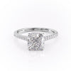 Cushion Cut Lab Diamond Shoulder Set Ring With Hidden Halo