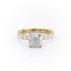 Cushion Cut Lab Diamond Stone Set Shoulders With Hidden Halo
