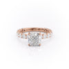 Cushion Cut Lab Diamond Stone Set Shoulders With Hidden Halo