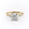 Cushion Cut Lab Diamond With Hidden Halo And Side Stones