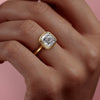 Cushion Cut Rubover Lab Diamond With Hidden Halo
